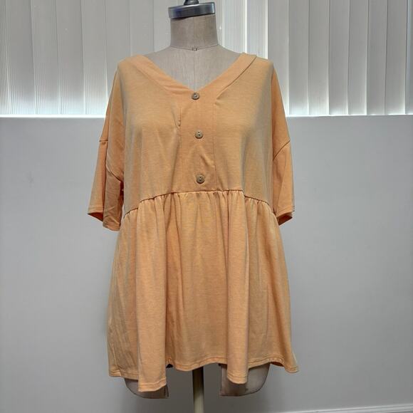 New! HOPELY  Women's Yellow Peplum Top Plus Size 1X - Picture 1 of 4